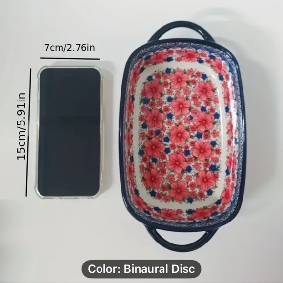 Other - Polish Floral Enamel Baking Dish with Handles